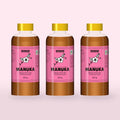 Three 250g bottles of Queensland Manuka Honey with the pink manuka label (a render of the new label, coming this season)
